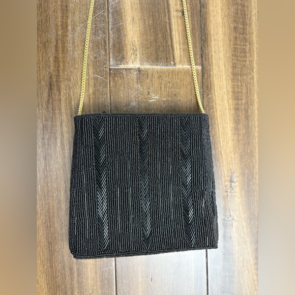 Black and Gold Beaded Crossbody Purse Chain Strap, y2k vintage 80s - Picture 1 of 9